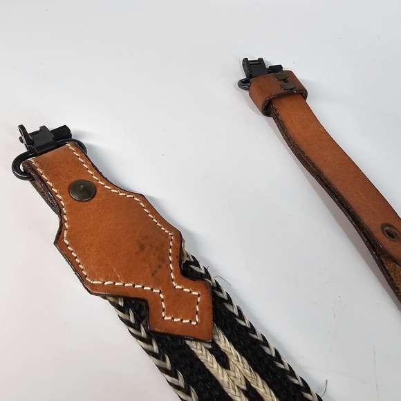 Browning Horsehair Braided Style Rifle Sling Tan Leather 1-1/2" Adjustable Loop - Picture 4 of 9